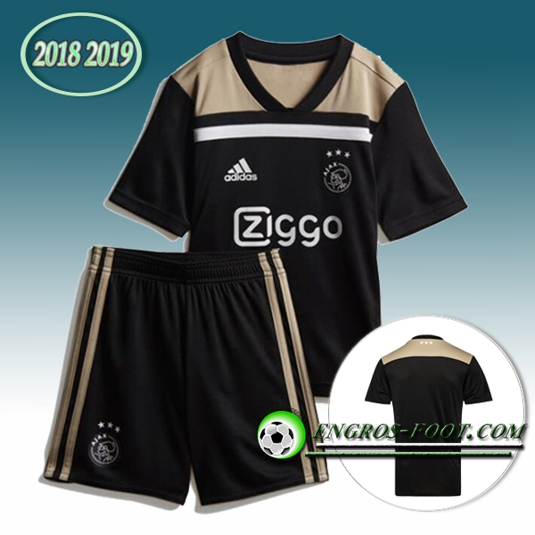 Engros-foot: Jeu Maillot Foot AFC Ajax Enfants Exterieur 2018/2019 Noir Thailande